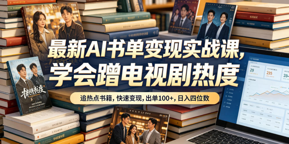 最新AI书单变现实战课,学会蹭电视剧热度,追热点书籍,快速变现,出单100+,日入四位数-智云网