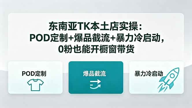 (18381期)东南亚TK本土店实操:POD定制+爆品截流+暴力冷启动,0粉也能开橱窗带货-智云网