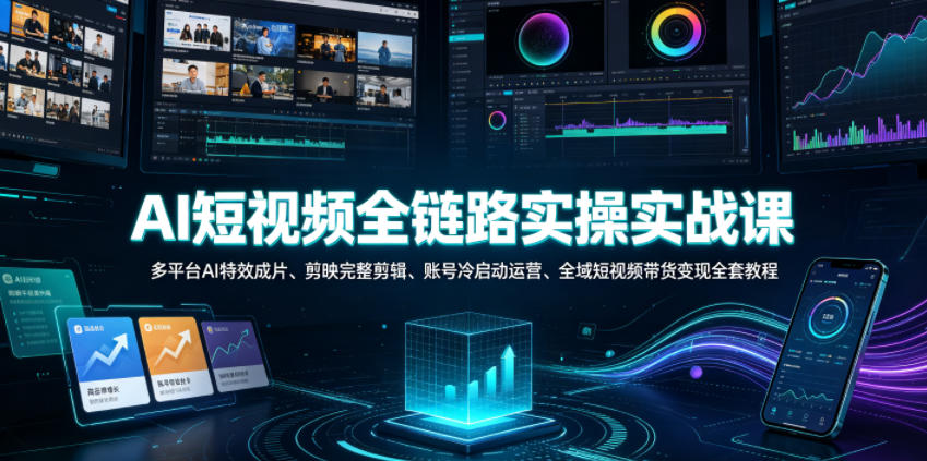AI短视频全链路实操实战课|多平台AI特效成片、剪映完整剪辑、账号冷启动运营、全域短视频带货变现全套教程-智云网