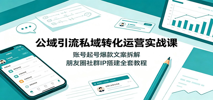 公域引流私域转化运营实战课：账号起号爆款文案拆解，朋友圈社群IP搭建全套教程-智云网