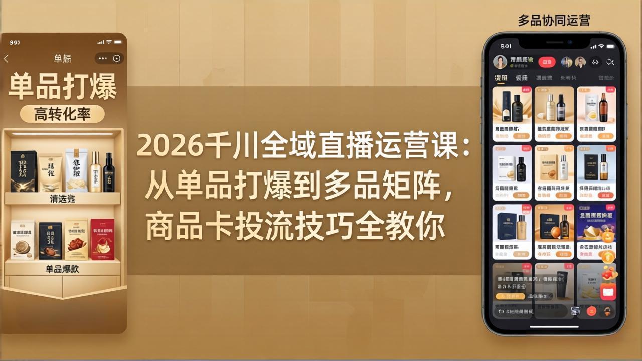 2026千川全域直播运营课：从单品打爆到多品矩阵，商品卡投流技巧全教你-智云网