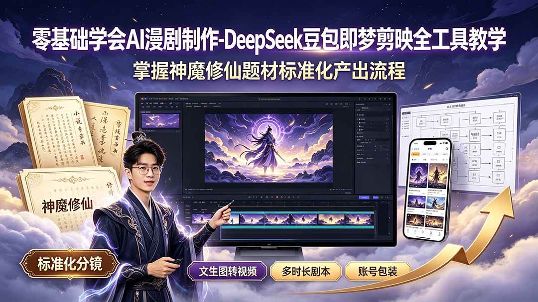 (19263期)零基础学会AI漫剧制作-DeepSeek豆包即梦剪映全工具教学,掌握神魔修仙题材标准化产出流程-智云网