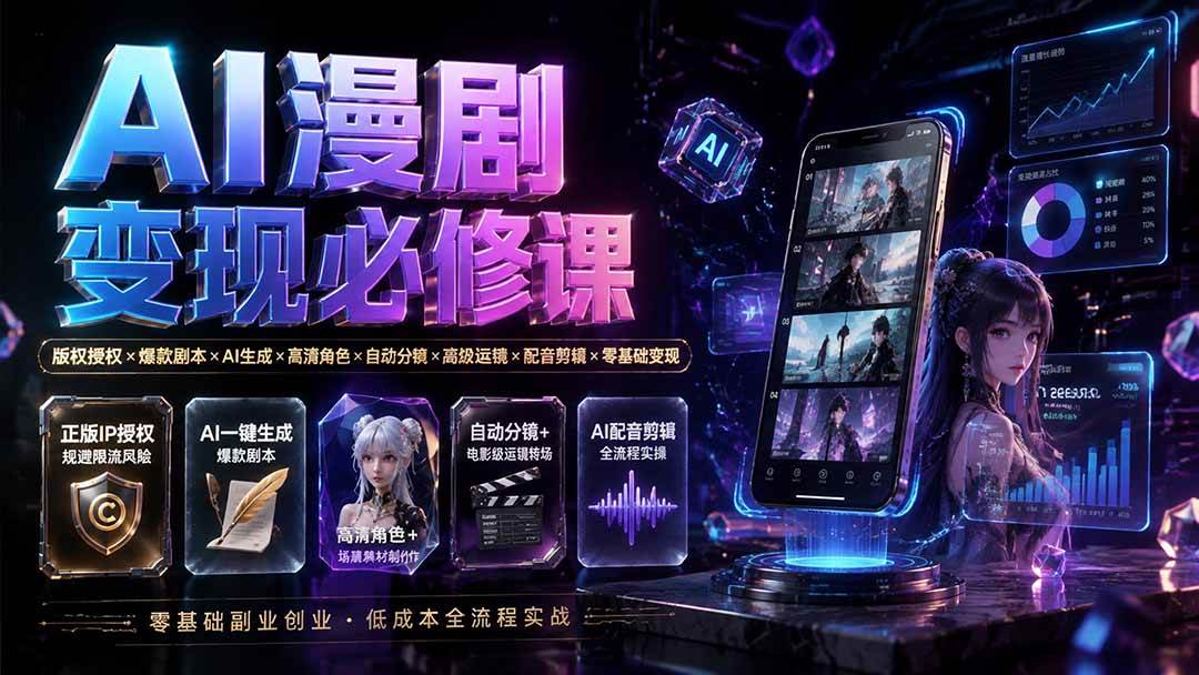 （19664期）AI漫剧变现必修课：版权授权×爆款剧本×AI生成×高清角色×自动分镜×高级运镜×配音剪辑×零基础变现-智云网