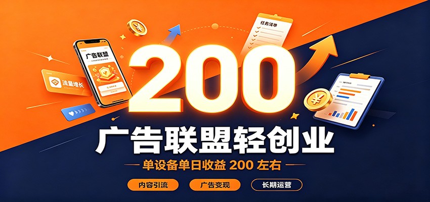 广告联盟轻创业,单设备单日收益200左右,内容引流广告变现长期运营-智云网
