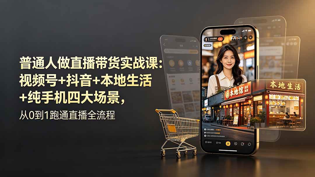 （19111期）普通人做直播带货实战课：视频号+抖音+本地生活+纯手机四大场景，从0到1跑通直播全流程-智云网