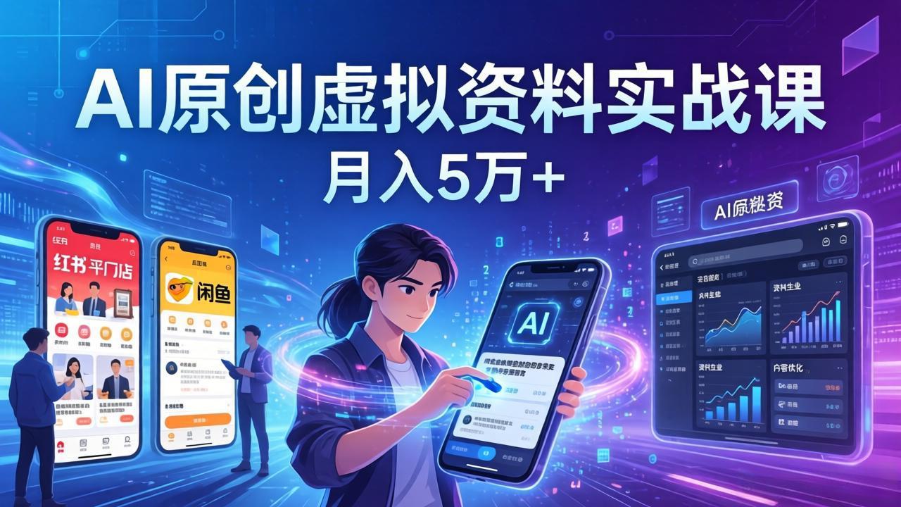 AI原创虚拟资料实战课：2026新机会，小红书闲鱼开店，普通人用AI轻松变现，月入5万+-智云网