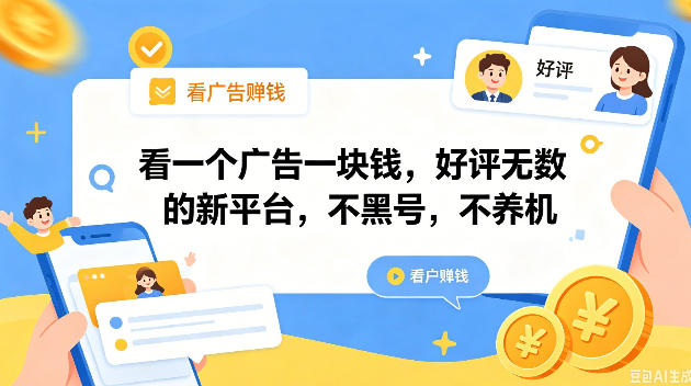 看一个广告一块钱，好评无数的新平台，不黑号，不养机，一撸几十块钱还是不错的【揭秘】-智云网