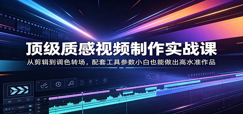 顶级质感视频制作实战课：从剪辑到调色转场，配套工具参数小白也能做出高水准作品-智云网