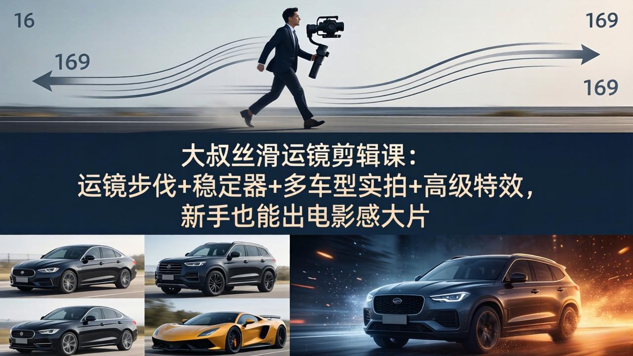 大叔丝滑运镜剪辑课：运镜步伐+稳定器+多车型实拍+高级特效，新手也能出电影感大片-智云网