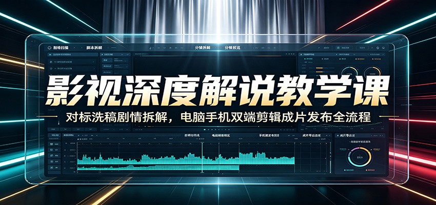 影视深度解说教学课:对标洗稿剧情拆解,电脑手机双端剪辑成片发布全流程-智云网