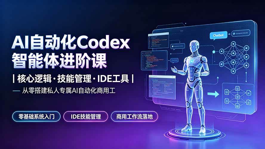 (19245期)AI自动化Codex智能体进阶课|核心逻辑·技能管理·IDE工具|从零搭建私人专属AI自动化商用工作流-智云网