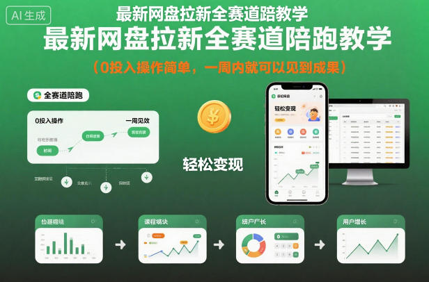 最新网盘拉新全赛道陪跑教学，0投入操作简单，一周内就可以见到成果-智云网