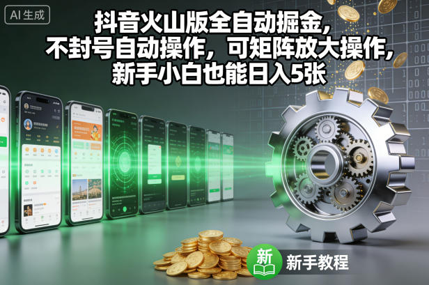 抖音火山版全自动掘金，不封号自动操作，可矩阵放大操作，新手小白也能日入5张【揭秘】-智云网