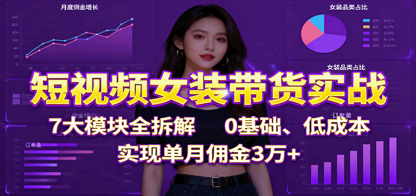 短视频女装带货实战:7大模块全拆解,0基础、低成本,实现单月佣金3万+-智云网