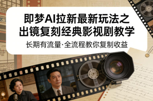即梦AI拉新最新玩法之出镜复刻经典影视剧教学，长期有流量，全流程教你复制收益-智云网