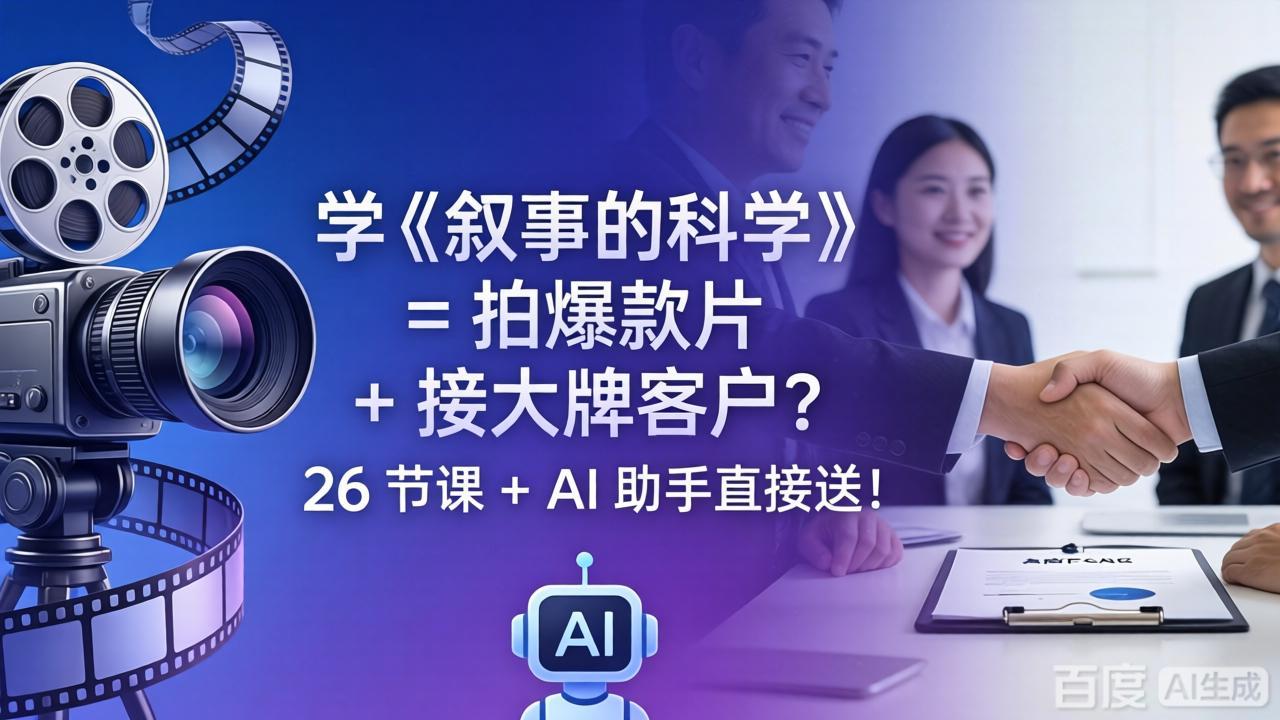 学《叙事的科学》= 拍爆款片 + 接大牌客户？26 节课 + AI 助手直接送！-智云网