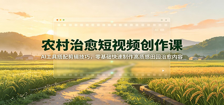 农村治愈短视频创作课：AI工具搭配剪辑技巧，零基础快速制作高质感田园治愈内容-智云网