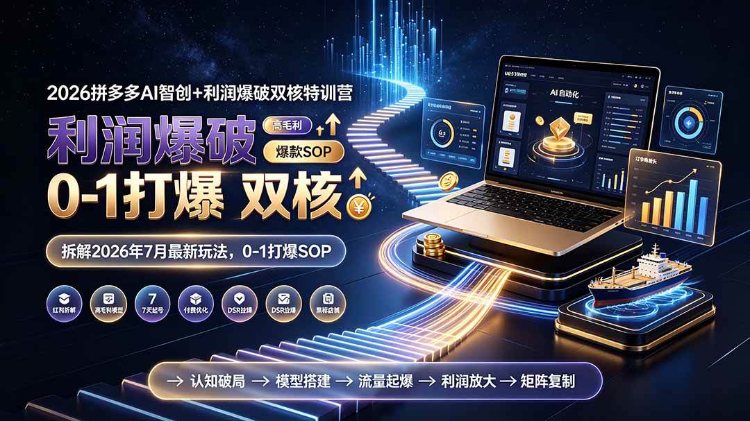 （19804期）2026拼多多AI智创+利润爆破双核特训营-更新：拆解2026年7月最新玩法，0-1打爆SOP-智云网
