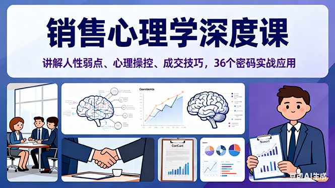 销售心理学深度课,讲解人性弱点、心理操控、成交技巧,36个密码实战应用-智云网