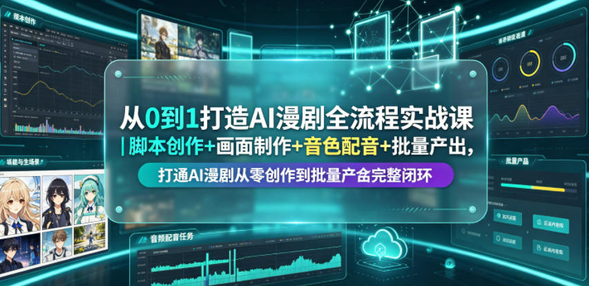 从0到1打造AI漫剧全流程实战课｜脚本创作+画面制作+音色配音+批量产出，打通AI漫剧从零创作到批量量产完整闭环-智云网