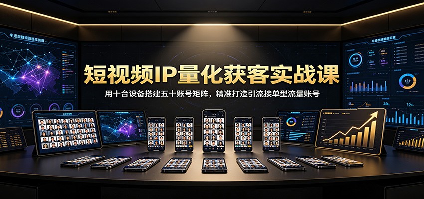 短视频IP量化获客实战课：用十台设备搭建五十账号矩阵，精准打造引流接单型流量账号-智云网