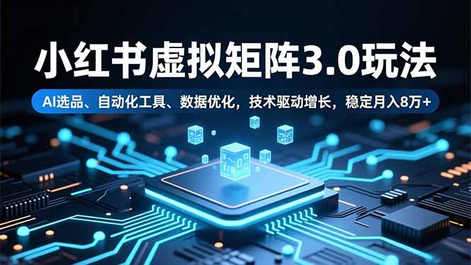小红书虚拟矩阵3.0玩法，AI选品、自动化工具、数据优化，技术驱动增长，稳定月入8万+-智云网