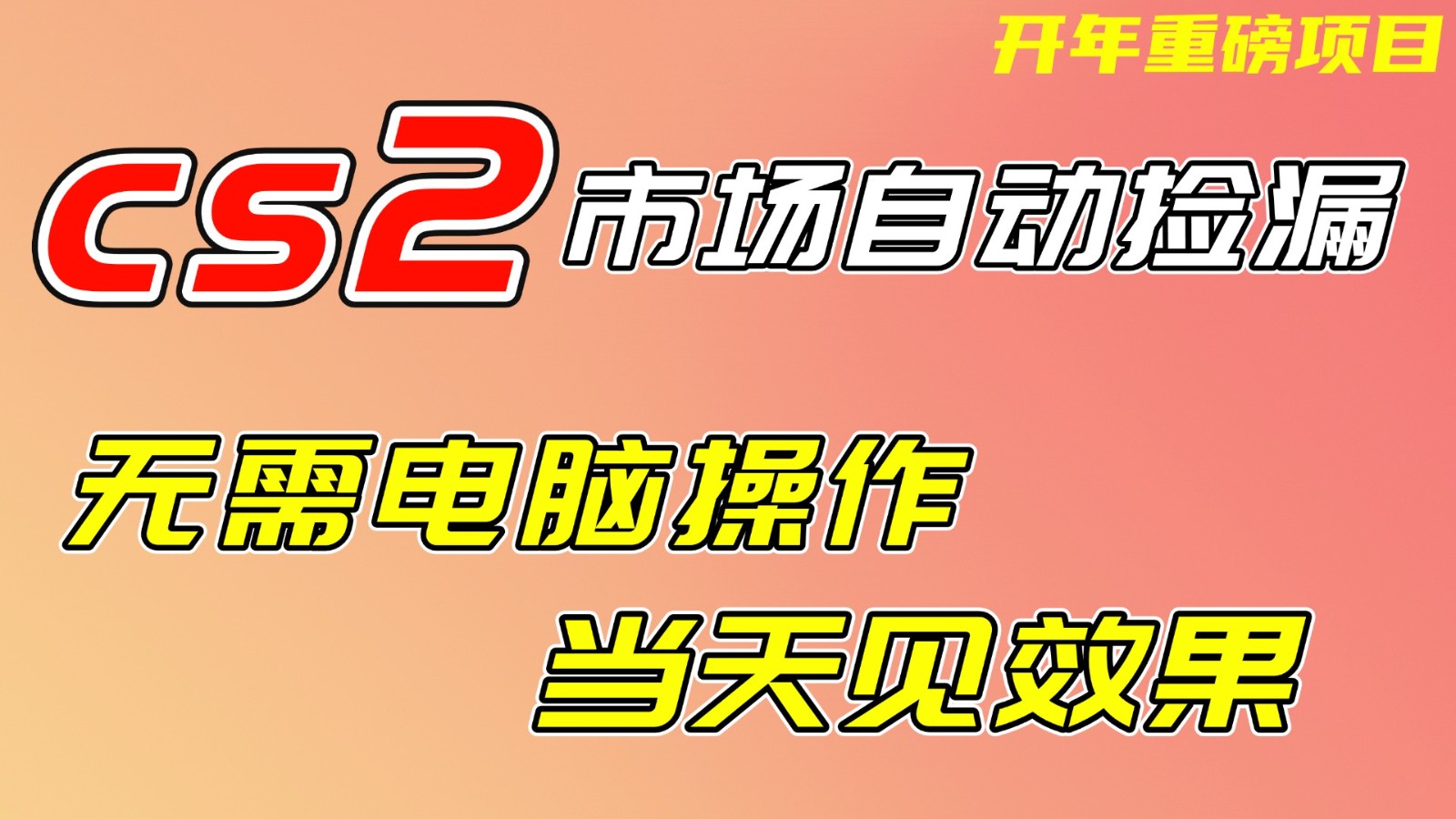 CS2市场挂机项，无需电脑操作，无需进入游戏，当天见效果，支持任何形式验证-智云网