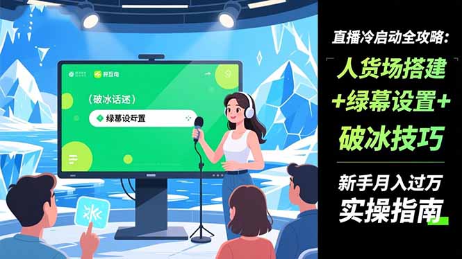 直播冷启动全攻略:人货场搭建+绿幕设置+破冰技巧,新手月入过万实操指南-智云网