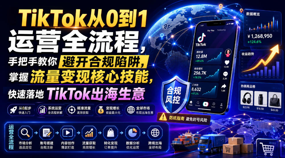 TikTok从0到1运营全流程，手把手教你避开合规陷阱，掌握流量变现核心技能，快速落地TikTok出海生意（更新8月）-智云网