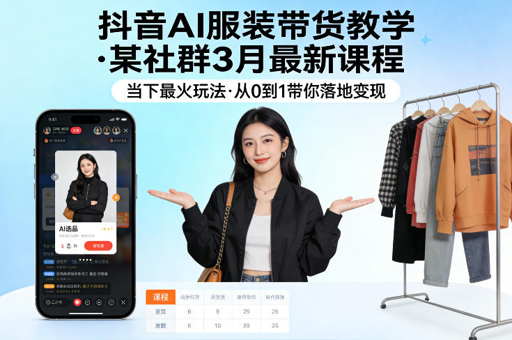 抖音AI服装带货教学，某社群3月最新课程，当下最火玩法，从0到1带你落地变现-智云网