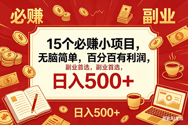 （18390期）15个必赚钱的小项目，百分百赚米，无脑简单，副业首选，日入600+-智云网