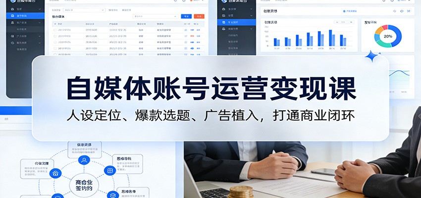 自媒体账号运营变现课：人设定位、爆款选题、广告植入，打通商业闭环-智云网