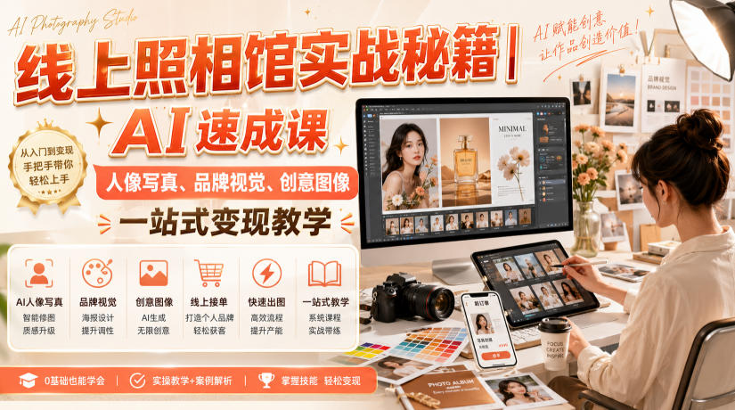 线上照相馆实战秘籍｜AI速成课，人像写真、品牌视觉、创意图像一站式变现教学-智云网