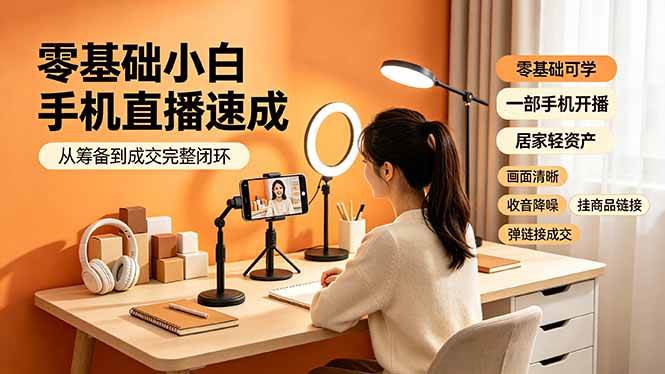 (19231期)零基础小白手机直播速成,从筹备到成交完整闭环,适配苹果安卓系统,解决杂音卡顿留人难问题-智云网