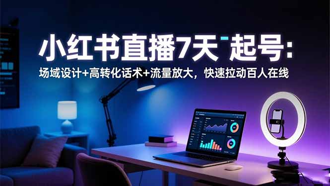 小红书直播7天起号：场域设计+高转化话术+流量放大，快速拉动百人在线-智云网