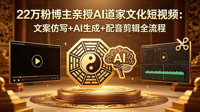 （18580期）22万粉博主亲授AI道家文化短视频：文案仿写+AI生成+配音剪辑全流程-智云网