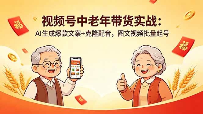(18396期)视频号中老年带货实战:AI生成爆款文案+克隆配音,图文视频批量起号-智云网