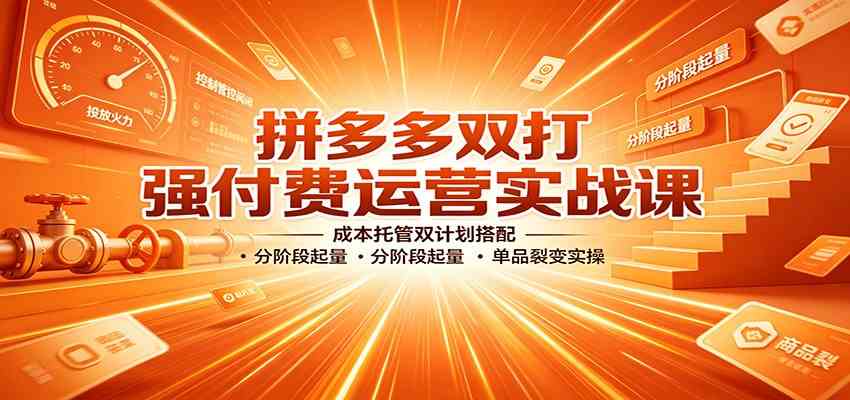 拼多多双打强付费运营实战课:成本托管双计划搭配,分阶段起量,单品裂变实操-智云网