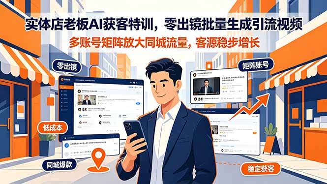 (19234期)实体店老板AI获客特训,零出镜批量生成引流视频,多账号矩阵放大同城流量,客源稳步增长-智云网