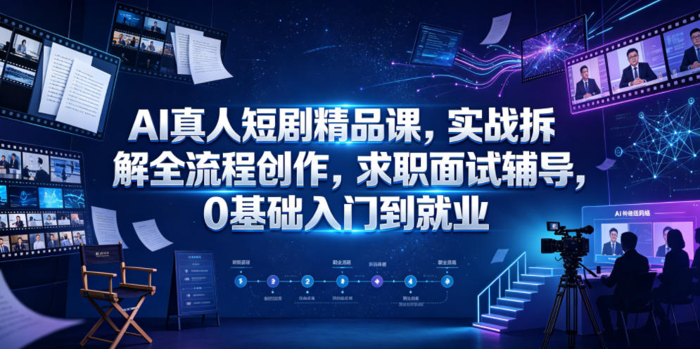 AI真人短剧精品课，实战拆解全流程创作，求职面试辅导，0基础入门到就业-智云网