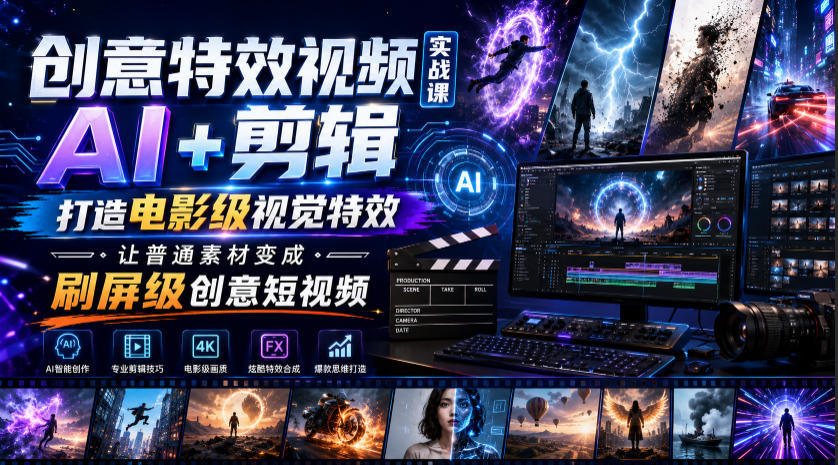 创意特效视频实战课，AI+剪辑打造电影级视觉特效，让普通素材变成刷屏级创意短视频-智云网