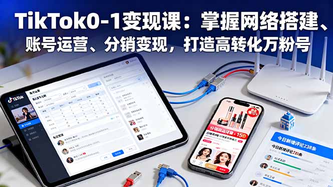 TikTok0-1变现课：掌握网络搭建、账号运营、分销变现，打造高转化万粉号-智云网