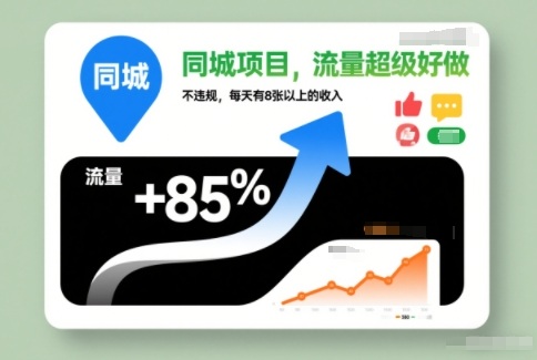 同城项目,流量超级好做,不违规,每天有8张以上的收入