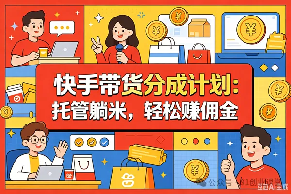 8月最新项目——快手带货分成计划：托管躺米，轻松赚佣金，社裙兔费橡木-智云网