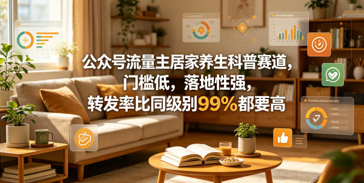 公众号流量主居家养生科普赛道,门槛低,落地性强,转发率比同级别99%都要高-智云网