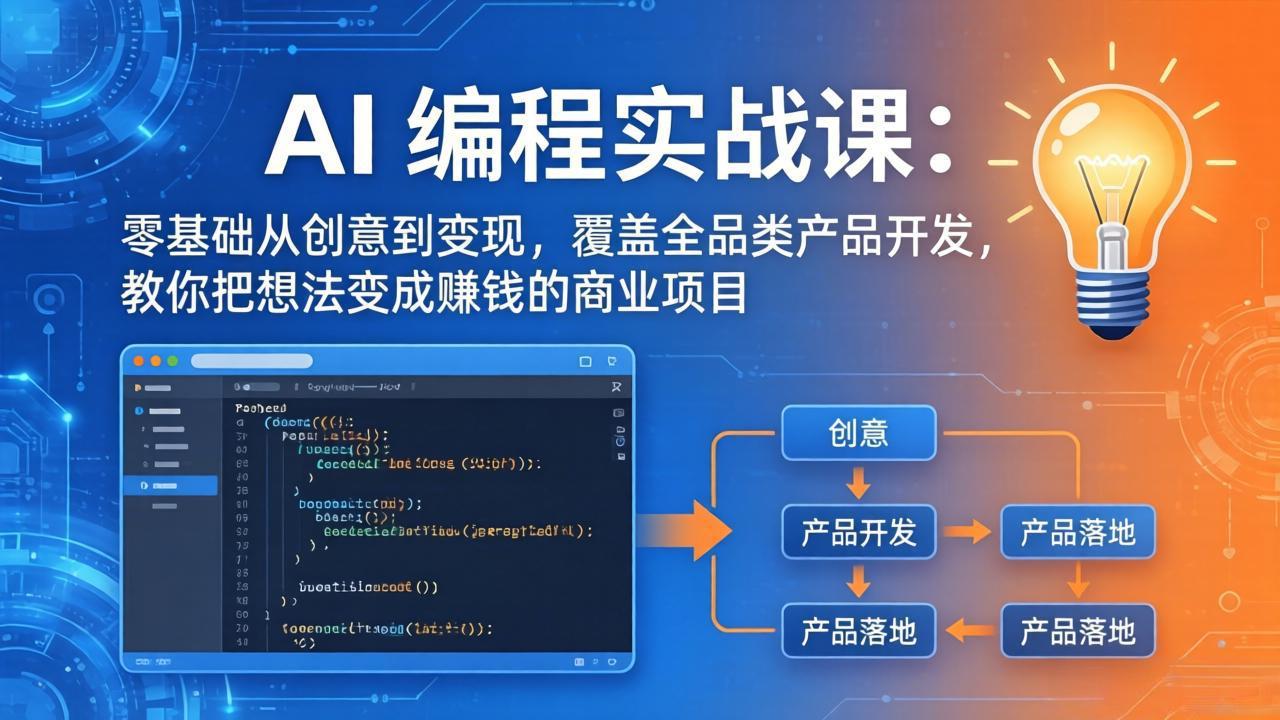 AI编程实战课-第三期-5月3更新：零基础从创意到变现，覆盖全品类产品开发，把想法变成赚钱项目-智云网