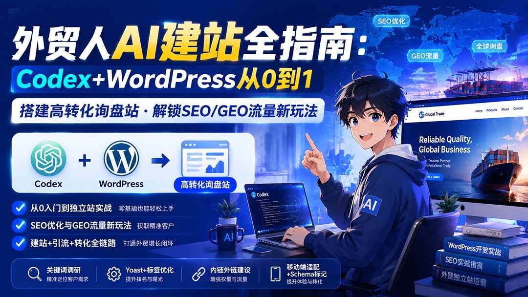 （19818期）外贸人AI建站全指南：Codex+WordPress从0到1·搭建高转化询盘站·解锁SEO/GEO流量新玩法-更新-智云网