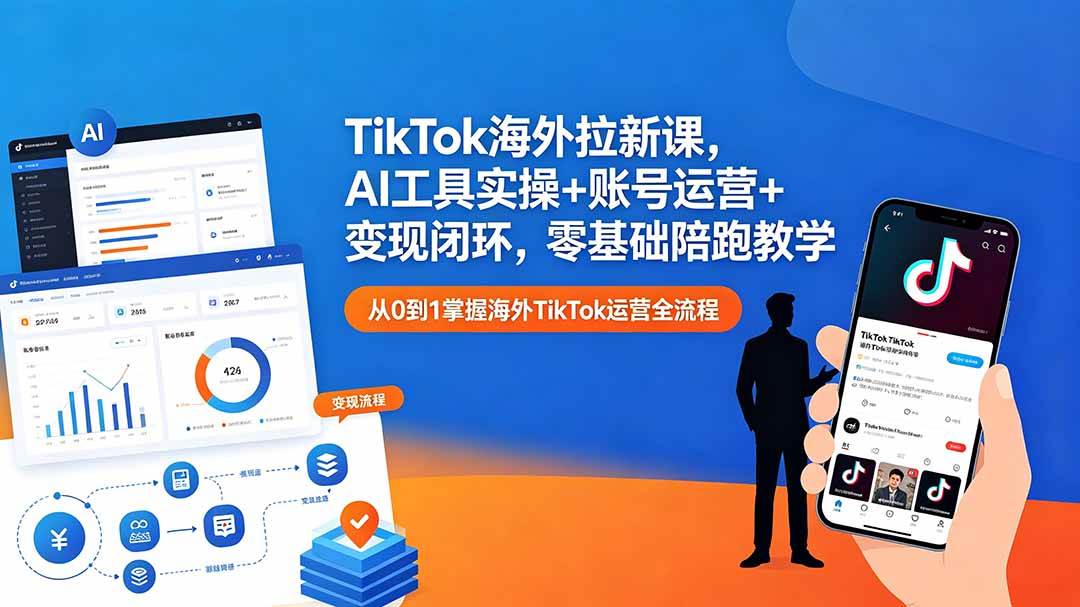 (18522期)TikTok海外拉新课,AI工具实操+账号运营+变现闭环,零基础陪跑教学-智云网