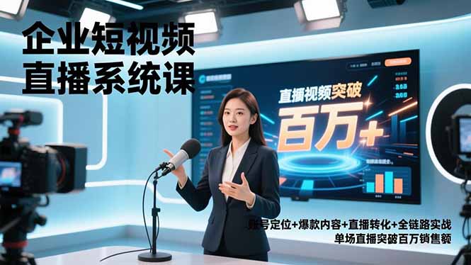 企业短视频直播系统课，账号定位+爆款内容+直播转化+全链路实战，单场直播突破百万销售额-智云网