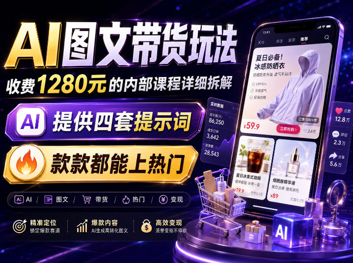 AI图文带货内部玩法,1280内部课程对外系统拆解,看完直接上手变现!-智云网